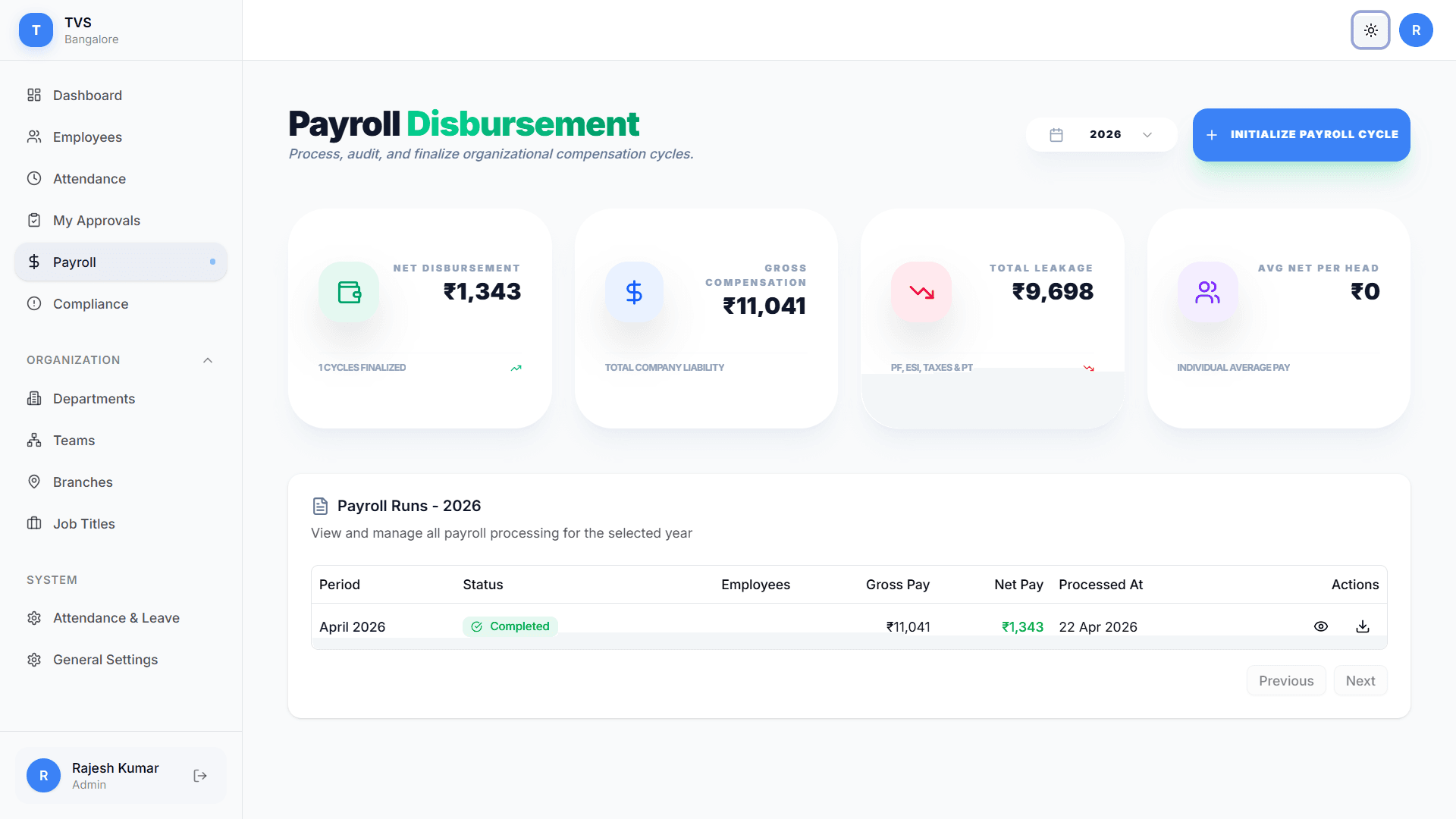 Payroll screenshot